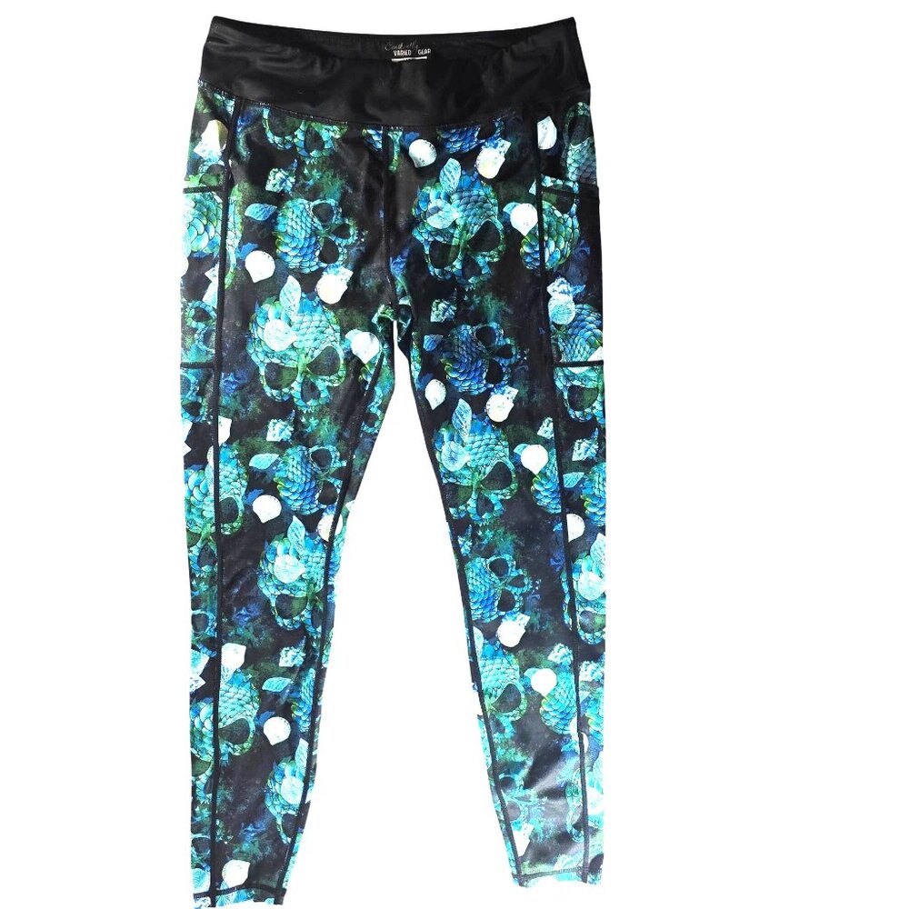 CVG skull shell Leggings Large Stretch pants Activewear Womens yoga exercise